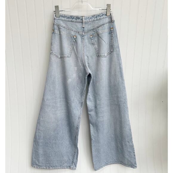 rag & bone Sofie Miramar Sweatpant Ankle Faux Wide Leg Jeans Light Distressed 25 - Picture 4 of 8